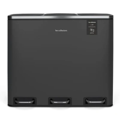 Image de Les Collectors Poubelle de Tri à pédale N990 Capacité 54 L, 3 compartiments 18L, Résistante, Cuisine, Seaux Amovibles, Recyclage, sélectif, Fermeture Couvercle silencieuse, Gris anthracite
