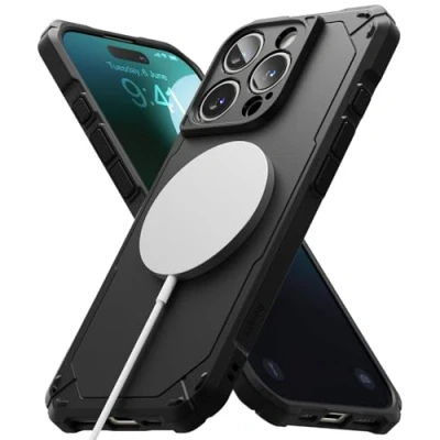 Afbeelding van Ringke beschermhoes compatibel met iPhone 16 Pro Max [Rugged Gear Magnetic] magnetisch, antislip, schokbestendig, flexibel, ultradun, duurzame bumper, duurzaam, voor Max,