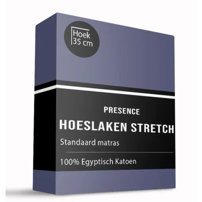 Afbeelding van Hoeslaken Jersey , Egyptisch Katoen 180x200/220 cm Blauw Presence Geschikt Voor Matrassen Tot 35 Hoog Ga naar Dekbed Discounter.nl &amp;