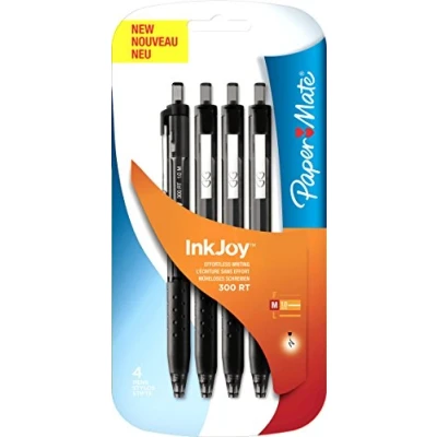 Afbeelding van Papermate InkJoy 300 RT balpen, medium punt, zwart, 4 stuks