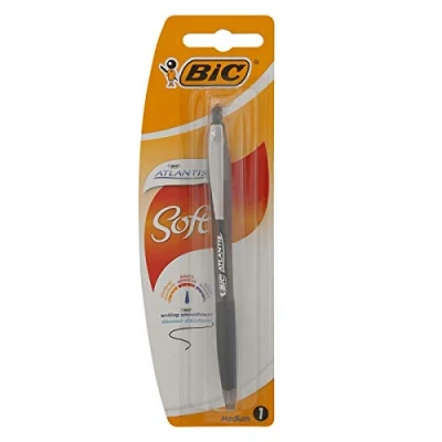 Afbeelding van Balpen Bic Atlantis soft metalen clip clic medium zwart bister à 1 stuk