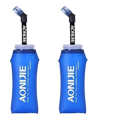 Afbeelding van AONIJIE Set van 2 zachte TPU waterflessen, BAP vrij, praktisch voor hardlopen, fietsen, wandelen, kamperen, outdoorsporten en reizen (600 ml 600 ml)
