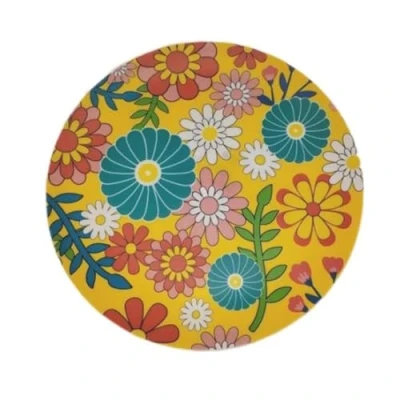 Afbeelding van Eetbord Versa Geel Polyethyleen RPET Blommor Ø 25 cm