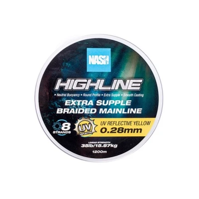 Afbeelding van Nash TT Highline Floating Braid UV Yellow Gevlochten lijn 35lb/0.28mm (1200m)