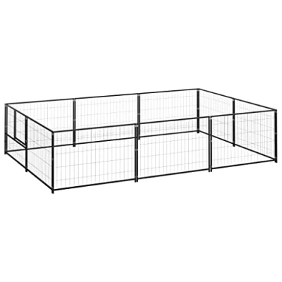 Afbeelding van vidaXL Hondenkennel 6 m² staal zwart