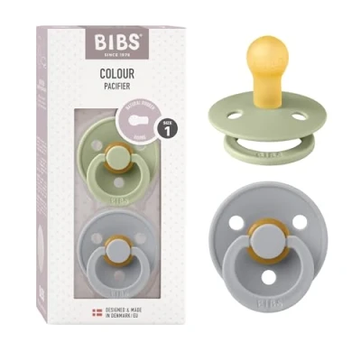 Afbeelding van BiBS Colour Pacifier Stage 1 Fopspeen 0+ maanden 2 stuks Sage / Cloud