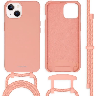 Afbeelding van iMoshion Hoesje Geschikt voor iPhone 13 met koord Color Backcover afneembaar oranje