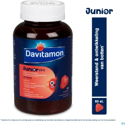 Afbeelding van Davitamon® Junior Gummies 60 Vanaf 3 Jaar Aardbeismaak