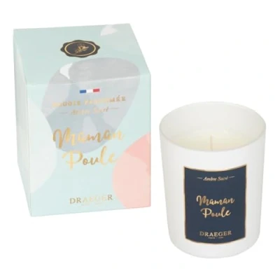 Afbeelding van Draeger Paris Geurkaars, wit, heilige barnsteen, cadeau tip voor humor, personaliseerbaar, &quot;Maman Poule&quot;, feest, verjaardag, glazen pot, gemaakt in Frankrijk, 100% plantaardige was