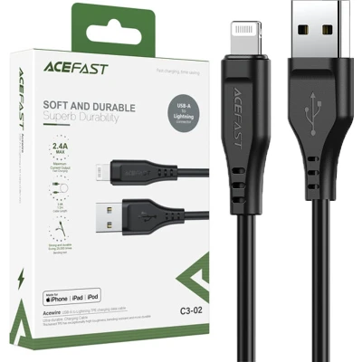 Afbeelding van Acefast MFI USB Lightning kabel 1,2m, 2,4A zwart (C3 02 zwart)