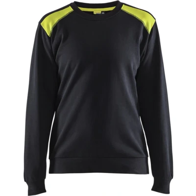Afbeelding van Blaklader Sweatshirt bi colour Dames 3408 1158 Zwart/High Vis Geel S