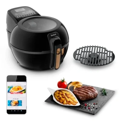 Afbeelding van Tefal FZ7758 ActiFry &amp; Grill Genius heteluchtfriteuse, met grillrooster, automatische mengarm, 9 auts, kookprogramma&#039;s, capaciteit 1,2 kg, gezond frituren zonder olie, boek
