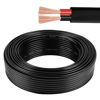 Afbeelding van AOHEWEI 2 x 0,5 mm² aderige dubbele platte kabel koperen elektrische draad 5 V 12 24 60 auto bootkabel rood/zwart dunwandig 5/10/20/50 meter