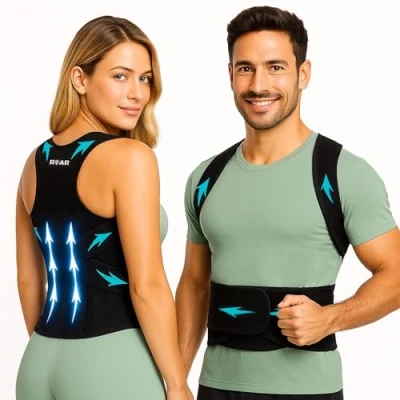 Image de Roar® correcteur de posture pour posture, attelle dos sous ou au dessus des vêtements, qualité homme et femme, droit bureau, pas douleurs (L)