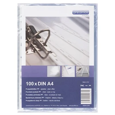 Afbeelding van ProOffice 11167700000000 A4 perforatiemappen van polypropyleen, 100 stuks, transparant