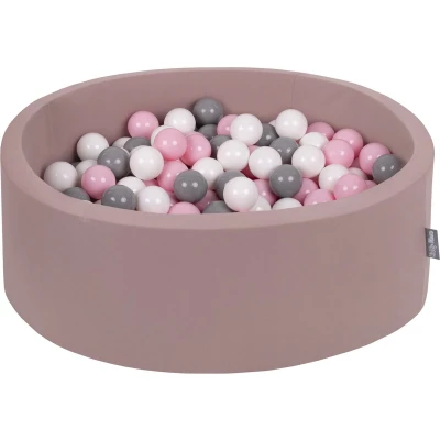 Afbeelding van KiddyMoon Ballenbad voor baby&#039;s, rond, 90 x 30 cm/200 ballen 7 cm ballenbakken speelgoed kinderen, Berue: wit/grijs/poederroze
