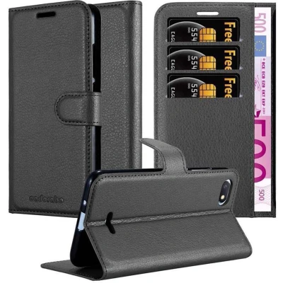 Afbeelding van Cadorabo Hoesje geschikt voor Xiaomi RedMi 6A in PHANTOM ZWART Beschermhoes met magnetische sluiting, standfunctie en kaartvakje Book Case Cover Etui