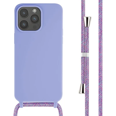 Afbeelding van iMoshion hoesje Geschikt voor iPhone 15 Pro Max met koord Siliconen Paars