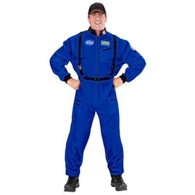 Afbeelding van Widmann Science Fiction &amp; Space Kostuum Amerikaanse Astronaut Neil Strongarm Man Blauw XL Carnavalskleding Verkleedkleding