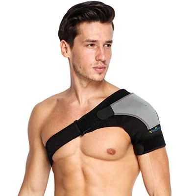 Afbeelding van schoudersteun voor vrouwen en mannen verstelbare neopreen met drukpad draaibare manchet, verlichting van schouderpijn, scheurtjes, bursitis