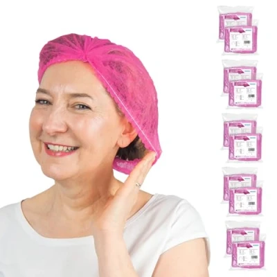Image de ARNOMED charlotte cheveux jetable, jetable pink, aliemntaire 200 pcs (2 sachets), 52 cm charlottes jetables cheveuxs pour la cuisine ou le dentiste, bonnnet hommes/femmes