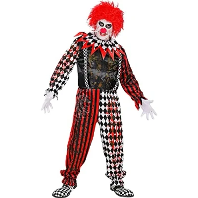 Afbeelding van Widmann Monster &amp; Griezel Kostuum Moordende Horrorclown Man Rood, Zwart Medium Halloween Verkleedkleding