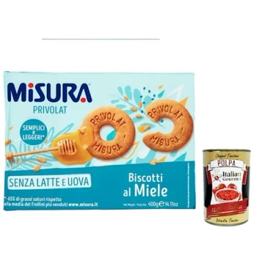 Afbeelding van Misura Privolat al miele Honingkoekjes, zonder melk en eieren, koekjes 400 g + polpa Italian Gourmet g, 6 stuks