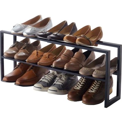 Afbeelding van Yamazaki Extendable shoe rack 2 tier Line Black