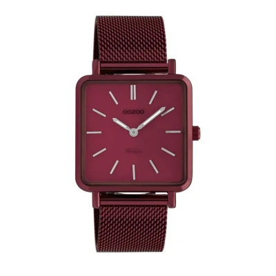Afbeelding van OOZOO Vintage series bordeaux rode horloge met metalen mesh armband C20011 Ø29