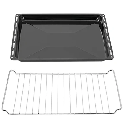 Image de ICQN 42,2 x 37 cm Plaque de cuisson et Grille émaillée 3 profondeur four chromée pour cuisinière Anti rayures inoxydable 422 375 30 mm