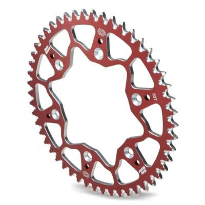 Afbeelding van Motomaster Aluminium Achtertandwiel 51 tanden Suzuki RM125 1981 2010 RM250 1982 RMZ250 2007 2021 RMZ450 2005 2046 Rood