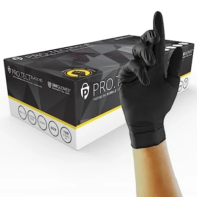 Afbeelding van UNIGLOVES PRO.TECT GA0065 Nitril wegwerphandschoenen, HD, extra sterk, veelzijdig, poedervrij, maat XL, 100 stuks