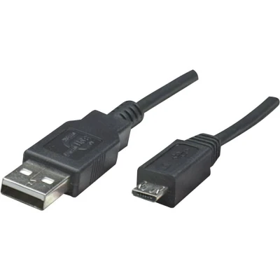 Afbeelding van Manhattan USB kabel 2.0 A stekker, micro B stekker 1.80 m Zwart UL gecertificeerd 307178 CG