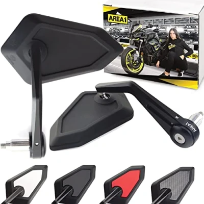 Afbeelding van &quot;Area1 Universele motorfietsspiegels, zwart, achteruitkijkspiegel, stuurpunt, E gecertificeerd, 7/8 inch, 22 mm, compatibel met &quot;&quot;
