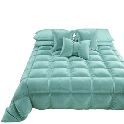 Afbeelding van PETTI Artigiani Italiani Zacht en warm fluwelen dekbed 350 g/m², vierkant een half dekbed, dubbelzijdig, vierkante halve quilt: 220 x 260 cm, Tiffany, 100% Made in Italy