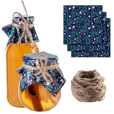 Afbeelding van KADAX Set van 50 placemats met jute koord voor jampotten, decoratieve (sterren)