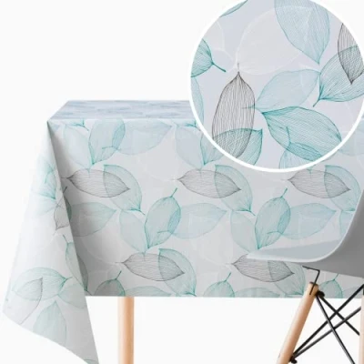 Afbeelding van KP HOME Afwasbaar waterdicht vinyl tafelzeil met bladerenmotief, 250 x 140 cm, pvc kunststof tafelkleed, tafelkleed voor buiten