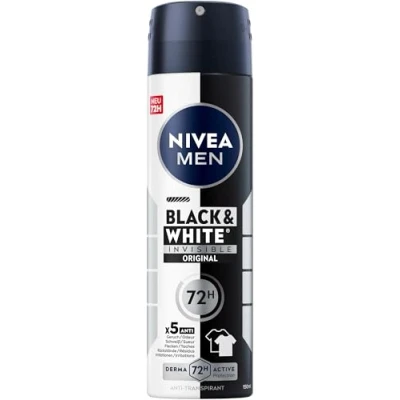 Afbeelding van NIVEA MEN Black &amp; White Onzichtbare deodorantspray met vlekwerende formule, betrouwbare 72 uur anti transpirant bescherming en actieve (150 ml)