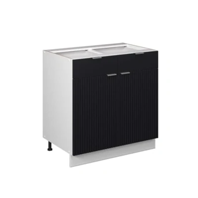 Afbeelding van Vicco Keukenonderkast Fame Line, Zwart gestreept/Wit, 80 cm zonder werkblad
