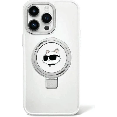 Afbeelding van Karl Lagerfeld Ring Stand Choupette Head MagSafe hoesje voor iPhone 15 Plus wit