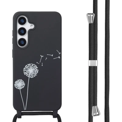 Afbeelding van imoshion hoesje Geschikt voor Samsung Galaxy S25 met koord Siliconen design Meerkleurig / Dandelion Black