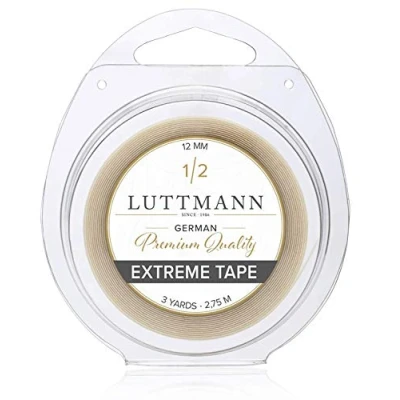 Afbeelding van LUTTMANN® Extreme Tape, hoogwaardige transparante plakband, 12 mm, voor haarsystemen, haarstukjes, pruiken, toupetten en extensions