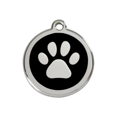 Afbeelding van Paw Print Black roestvrijstalen hondenpenning medium/gemiddeld dia. 3 cm RedDingo