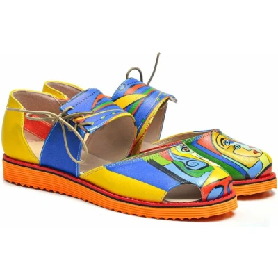 Afbeelding van GOBY Art Sandalen Schoenen Hoge kwaliteit Handmade Meisjesprint Maat 38