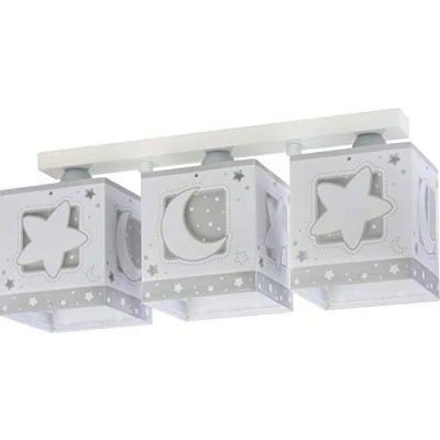 Afbeelding van Dalber Plafondlamp voor kinderen, 3 lampen, Moonlight maan en sterren, grijs, 15 W