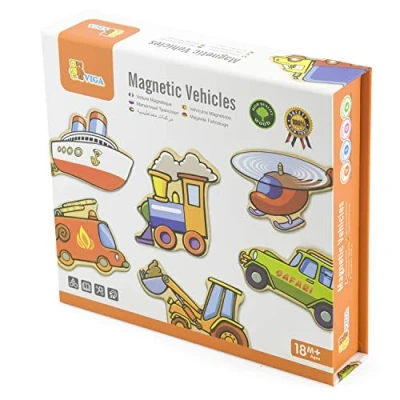 Afbeelding van Viga Toys Educatief Spel Magnetische Voertuigen 20 stuks