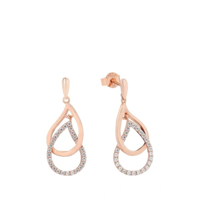 Afbeelding van Amor Oorbellen Dames Oorsieraden, met Zirconia synth, 2,7 cm, Rosé, Geleverd in een juwelen geschenkverpakking, 9157587