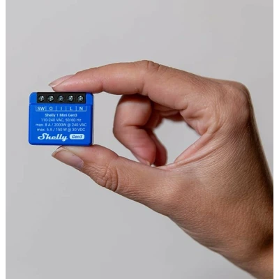 Afbeelding van Shelly Plus 1 Mini Gen. 3 Draadloze schakelaar WiFi, Bluetooth