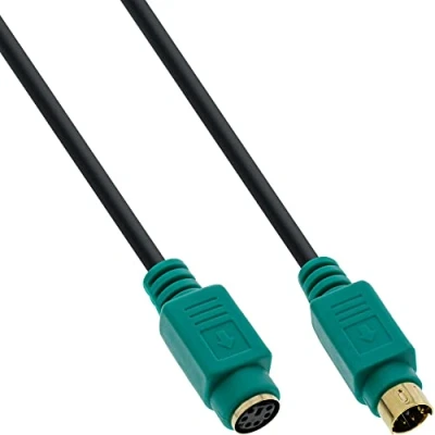 Afbeelding van Premium Mini DIN 6 pins PS/2 data verlengkabel / zwart/groen 2 meter