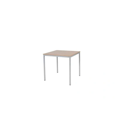 Afbeelding van Domino Basic bureautafel, vaste hoogte met 80x80cm havana/ kersen licht 25mm blad en aluminium (RAL9006) 4 poot frame